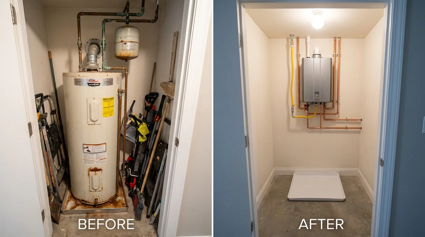 Tank water heater versus wall-mounted tankless unit comparison for Carrabelle, FL homeowners